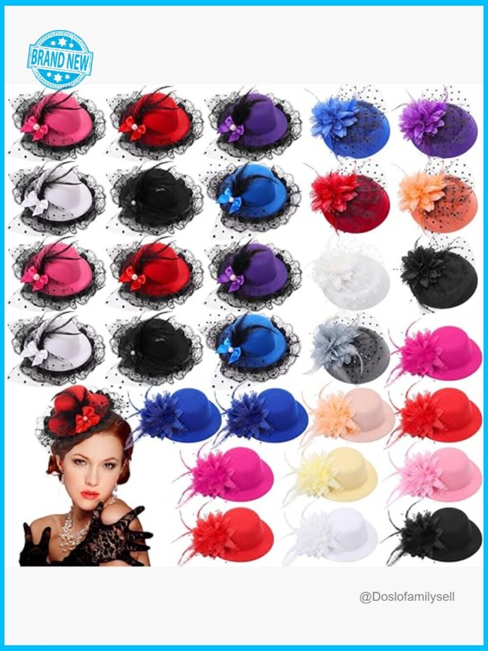 Fascinator Headpiece Vintage Feather Mesh 30pc Set Tea Party Wedding Clip